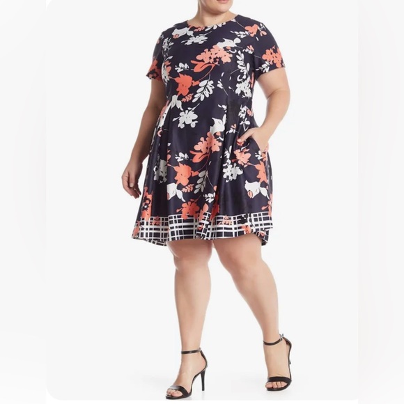 Women's Vince Camuto Blue Floral Dress Size 12 Lining - Picture 7 of 7